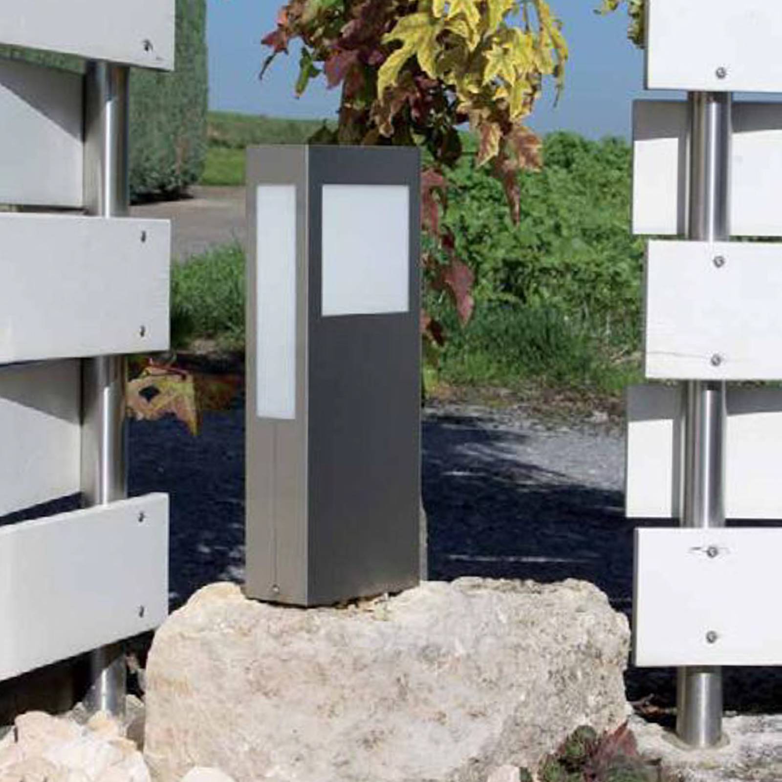 CMD Sockelleuchte Paulo 40, ohne Steckdose PAULO, alu / grau / zink, Edelstahl, Modern, Außenleuchte