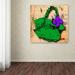 Trademark Fine Art "Flower Purse Purple on Green" by Roderick Stevens Graphic Art on Wrapped Canvas Canvas | 14 H x 14 W x 2 D in | Wayfair