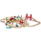 Bigjigs Rail 80 Piece Rural Road and Rail Wooden Train Set - Kids Train Set with 80 Bigjigs Train Accessories incl. Bridges & a Level Crossing for Pretend Play