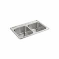 Sterling by Kohler Middleton 33" L x 22" W Self Rimming Double Bowl Kitchen Sink Stainless Steel in Gray | 8 H x 33 W x 22 D in | Wayfair