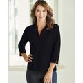 Draper's & Damon's Women's Essential Polo 3/4 Sleeve Tee - Black - PL - Petite