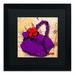 Trademark Fine Art 'Flower Purse Red on Purple' by Roderick Stevens Framed Graphic Art 16.0 H x 16.0 W x 0.5 D in red/indigoCanvas in Black | Wayfair