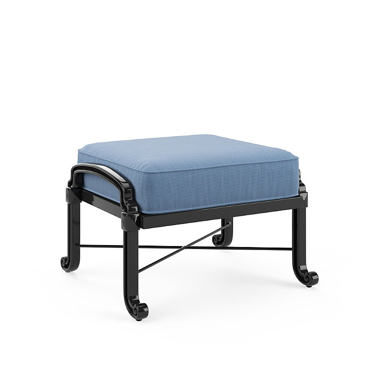 Outdoor Deluxe Ottoman Cushion - Resort Stripe Black, 24"W x 20"D - Frontgate
