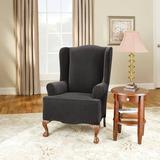 Surefit Stretch Pinstripe 2-Piece Wing Chair Slipcover Black