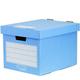 Bankers Box Style Series Aufbewahrungsbox aus 100% recyceltem Karton, 4-er Pack, blau/weiß