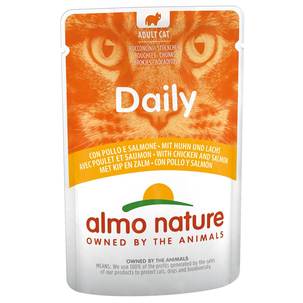 Almo Nature Daily 6 x 70 g umido per gatto - Pollo e Salmone
