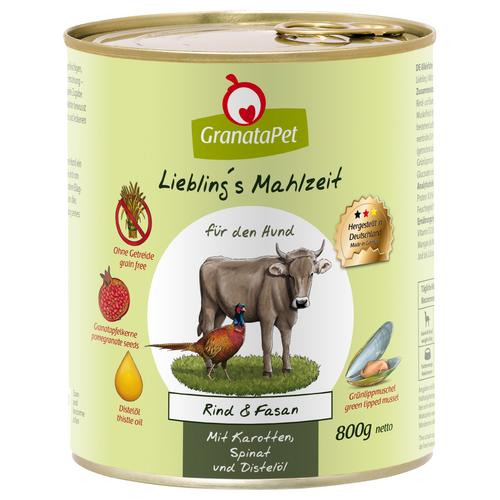 24x800g Lieblings's Mahlzeit Rind & Fasan Granatapet Hundefutter nass getreidefrei