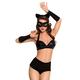 SoftLine Sexy Catwomen-Set, mit Augenmaske, Ohren-Haarreif und Armstulpen, Farbe: schwarz, Größe: S