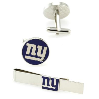 New York Giants Silvertone Team Logo Tie Clip & Cufflinks Set
