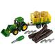 Klein Theo 3906 John Deere Traktor mit Holz- und Heuwagen I Schraubset inkl. Schraubendreher I Maße: 47 cm x 10,50 cm x 12 cm I Spielzeug für Kinder ab 3 Jahren