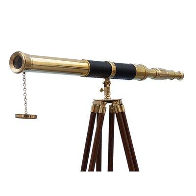 Handcrafted Nautical Decor Admirals Refractor Telescope Copper, Leather in Brown, Size 60.0 H x 25.0 W x 32.0 D in | Wayfair ST-0152-BR