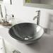VIGO Simply Silver Glass Circular Vessel Bathroom Sink w/ Faucet | 5.5 H x 16.5 D in | Wayfair VGT838