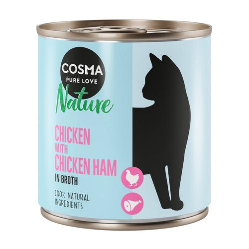 12x850g Huhn & Hühnerschinken Cosma Katzenfutter nass