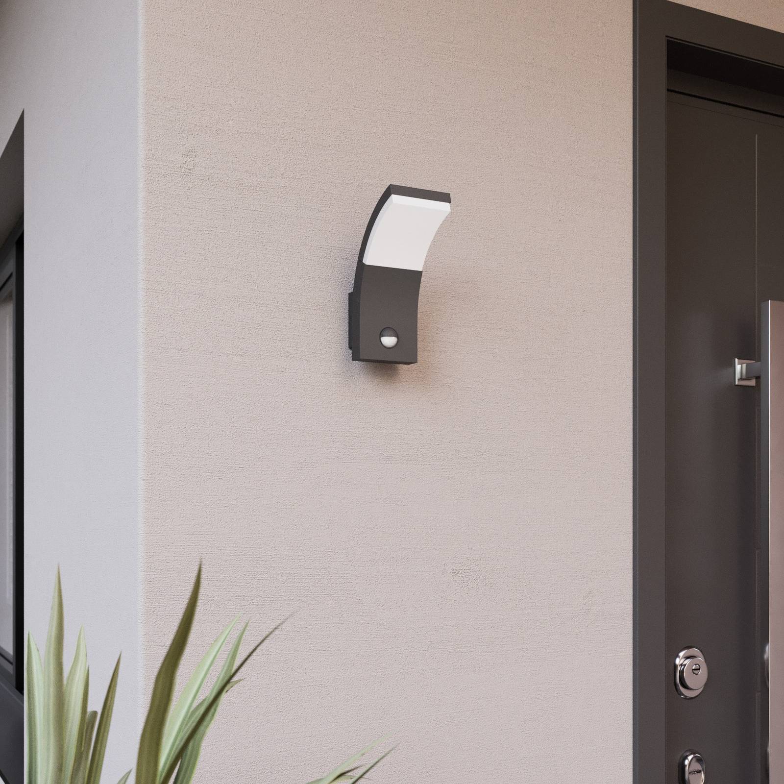 Aussenwandleuchte mit Bewegungsmelder Timm Lucande, schwarz, Aluminium, Modern