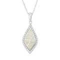 "Lab-Created Opal & Cubic Zirconia Sterling Silver Mosaic Marquise Pendant Necklace, Women's, Size: 18"", White"