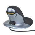 Posturite Penguin Wired Ambidextrous Ergonomic Mouse - Vertical High Precision Computer and Laptop Accessory - Compatible with Windows and Apple Mac - Medium Black/Silver