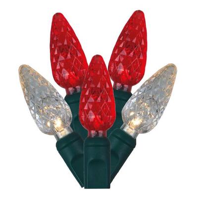 Vickerman 365847 - 50 Light 25' Green Wire Red / Warm White LED C6 Christmas Light String Set with 6