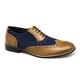 London Brogues GATSBY Mens Leather Brogue Shoes Tan/Navy Suede UK 12