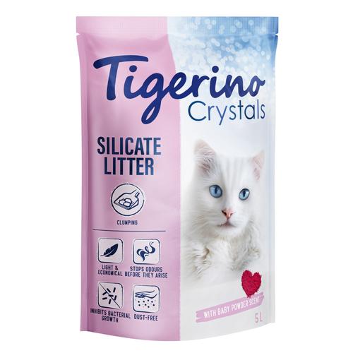 3x 5l Tigerino Crystals klumpende Katzenstreu – Babypuderduft
