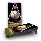Custom Cornhole Boards Baseball Cornhole Game Set 4.0 H x 24.0 W x 48.0 D in brownManufactured Wood in All Weather Plastic Resin | Wayfair