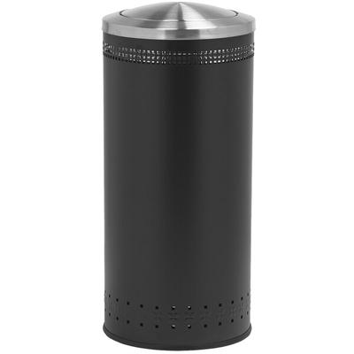 Commercial Zone 781401 Precision 25 Gallon Imprinted Black Steel Round Trash Can and Swivel Lid Set