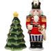 Cosmos Gifts Nutcracker Salt & Pepper Set Ceramic in Green/Red | 4.5 H x 2.13 W x 2 D in | Wayfair 10522