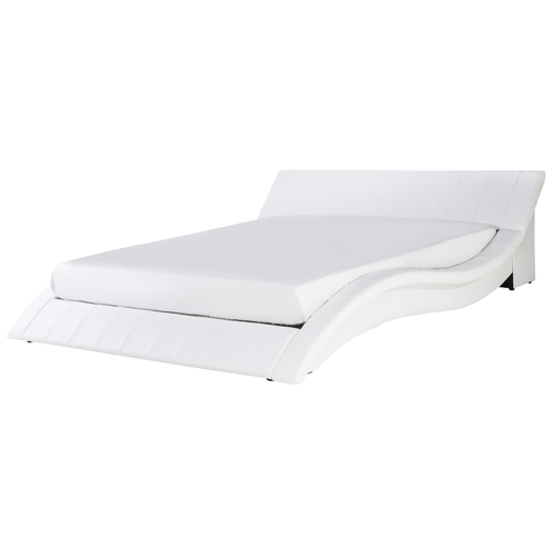Lederbett Weiß 180 x 200 cm Mit Lattenrost Geschwungene Formgebung Designerbett Modern