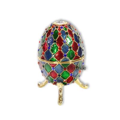 Spieluhren-Schmuck-Ei bunt mit Spieluhr nach Faberge-Art aus emailiertem Metall Image