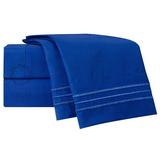 Nestl Hunting Striped Sheet Set Microfiber/Polyester | 102 H x 108 W in | Wayfair US-nstl-BS-CK-royal blue