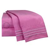 Nestl Rosy Finch Microfiber Striped Sheet Set 96.0 H x 66.0 W in Pink | Twin Sheet Set + 1 Fitted Sheet + 1 Pillowcase | Wayfair US-nstl-BS-T-pink