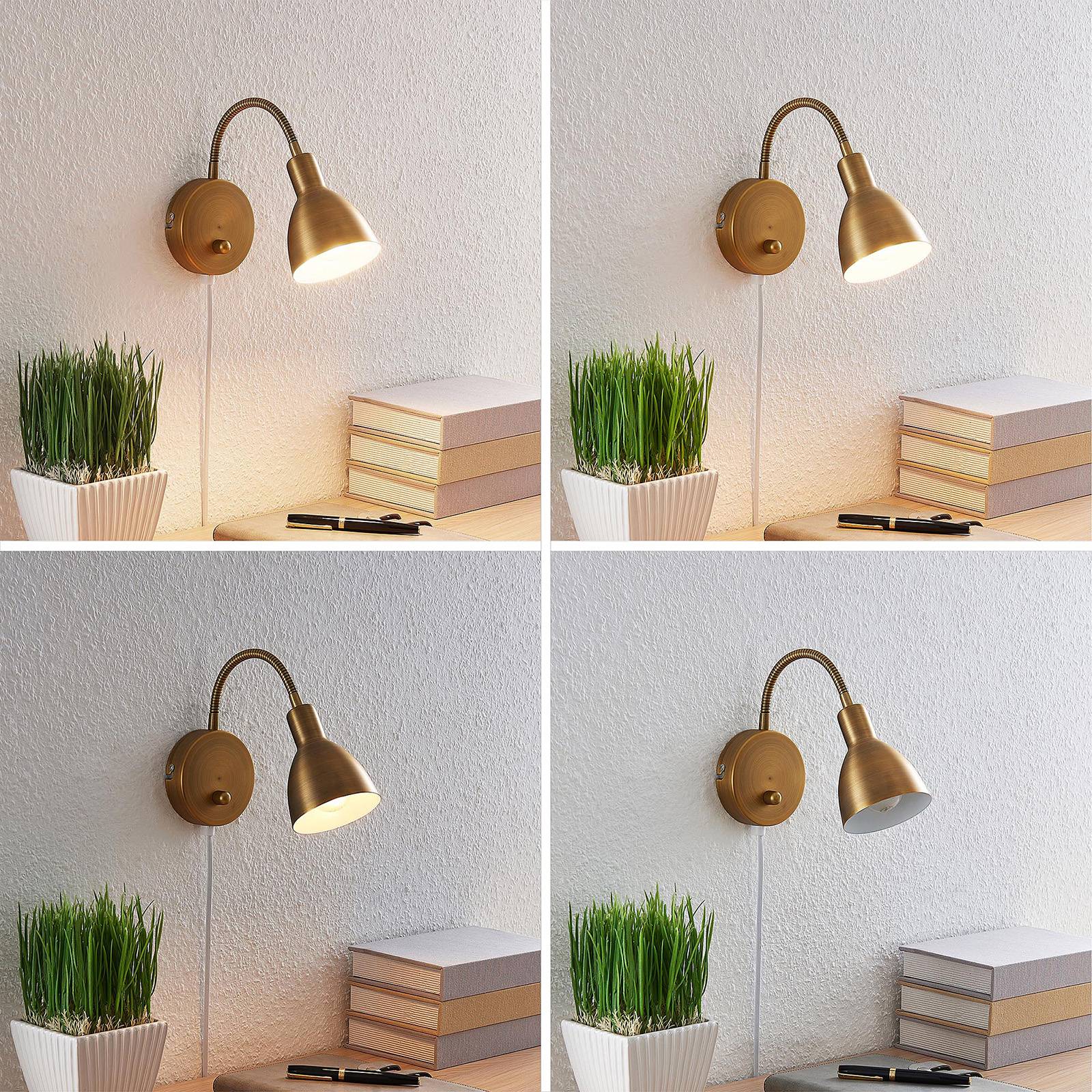 Wandlampe Amrei Lindby, dimmbar, bronze / altmessing, für Wohn- / Esszimmer, Metall, Antik, Wandleuchte, Wandlampe Innen