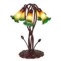 Meyda Lighting Amber And Green Pond Lily 16 Inch Accent Lamp - 14893