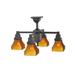 Meyda Lighting Bungalow Frosted Amber 24 Inch 4 Light Chandelier - 108063