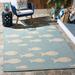 Aqua/Beige Rectangle 9' x 12' Area Rug - Highland Dunes Paugh Animal Print Indoor/Outdoor Area Rug 108.0 x 0.25 in blue/green/white | Wayfair