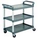 ZORO SELECT RTROLLEY Dual-Handle Utility Cart with Lipped Plastic Shelves, Poly