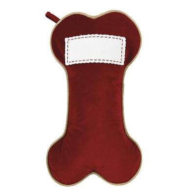 Burlap Dog Bone Stocking - Red Velvet - Ballard Designs