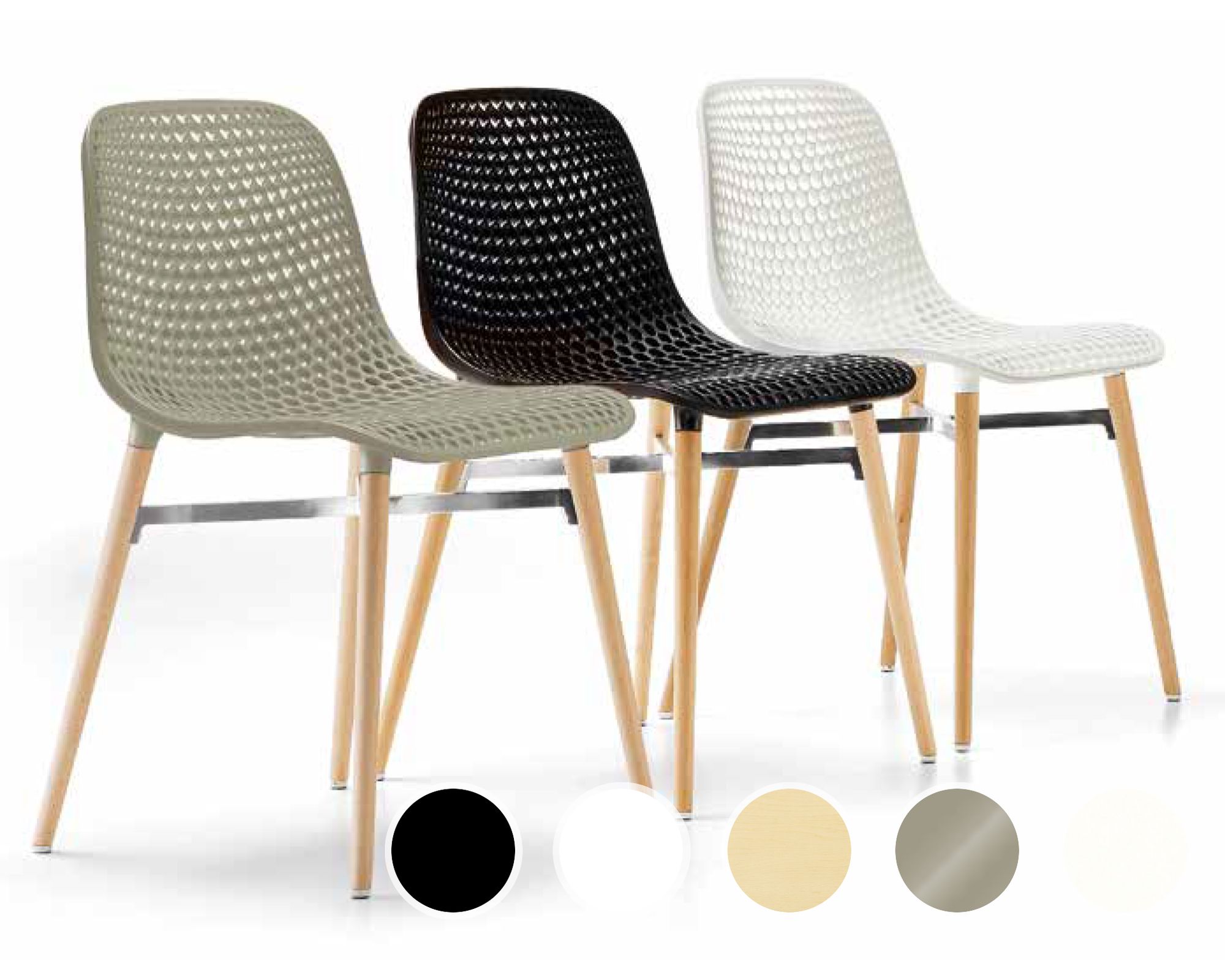 infiniti »NEXT« 4 Legs Designer-Stuhl FGLP06G Buche Weiss / S101 Weiss