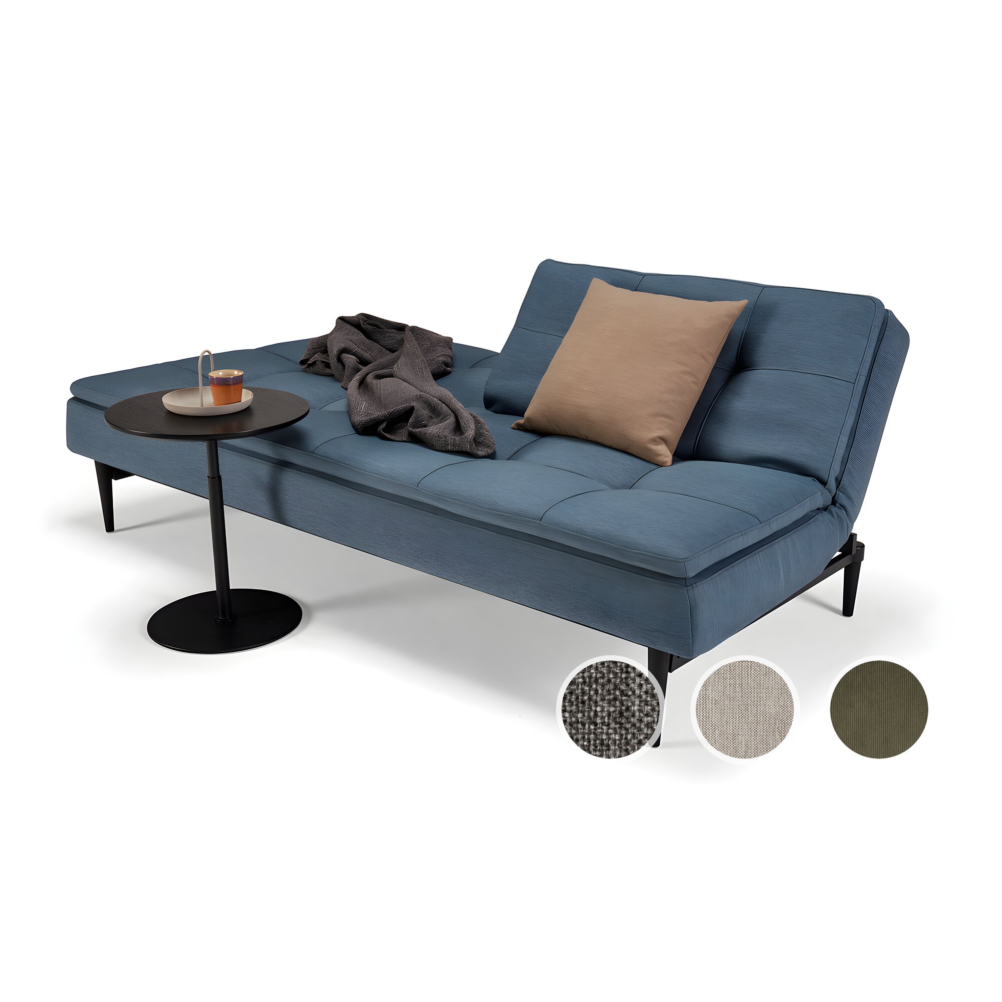 Innovation »Dublexo« Klappsofa Styletto dunkel-Holz/Matt / 563 Twist Charcoal / ohne Armlehne