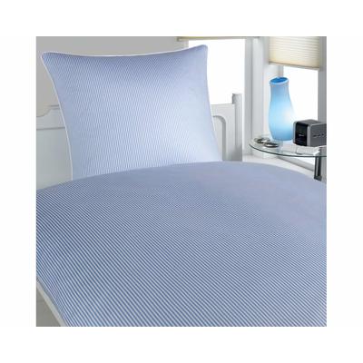 Elegante Mako-Satin Bettwäsche »Hamburger Streifen« Blau-Weiß 2460-02 Bettwäsche 155x200 cm / 80x80 cm Image