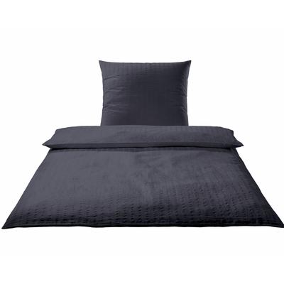 Elegante Seersucker Bettwäsche »Chelsea« Anthrazit 7013-09 Bettwäsche 200x200 cm / 2x 80x80 cm Image