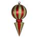 Vickerman 377475 - 12" Red / Lime Striped Glitter Ball Finial Christmas Tree Ornament (M153403)