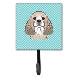 Caroline's Treasures Checkerboard Cocker Spaniel Leash Holder & Wall Hook Metal in Blue/Gray | 6.25 H x 4.25 W x 0.65 D in | Wayfair BB1154SH4