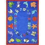 Joy Carpets 1566C-01 Kid Essentials ABC Animals Early Childhood Rectangle Rugs 01 Blue - 5 ft. 4 in. x 7 ft. 8 in.
