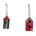 Attraction Design Home 2 Piece Christmas Birdhouse Holiday Ornament Set Metal in Green/Red | 3.5 H x 2.25 W x 2.25 D in | Wayfair HM1137
