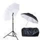 33"/84cm Photography Umbrella Kit with 2m Light Stand Flash Strobe Bracket White Black Silver Reflective Umbrella for Photo Video Portrait Photography