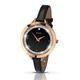 Seksy By Sekonda Rose Gold Stone Set Watch With Black Leather Strap