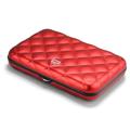 ÖGON Quilted Aluminium Wallet for Women Lady case - Credit Card Holder - RFID Protection - Up to 10 Cards and Banknotes - Red