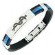 ON Steroids-Medical Alert Bracelet Medi-Tag Black/Blue Rubber Stainless Steel Medical ID Band (7.5")