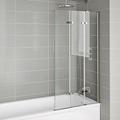 Bath Screen, 812x1400mm 3 Folding Shower Screens for Baths, Clear Tempered Glass Screen Pivot Door Panel