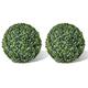 vidaXL Artificial Boxwood Ball Set - Realistic Plastic Leaf Topiary for Indoor and Outdoor Use - Weather Resistant Decorative Home Garden Landscape Accessory - Includes 2pcs 35cm Diameter Balls